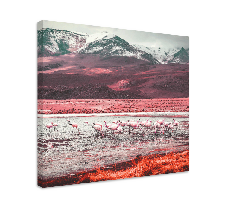 Bird canvas wall art flamingos by water - TenStickers
