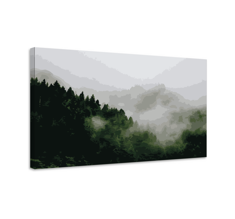 Misty mountain forest landscape canvas - TenStickers