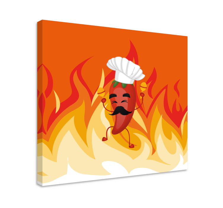 Chili chef cartoon graffiti modern canvas - TenStickers