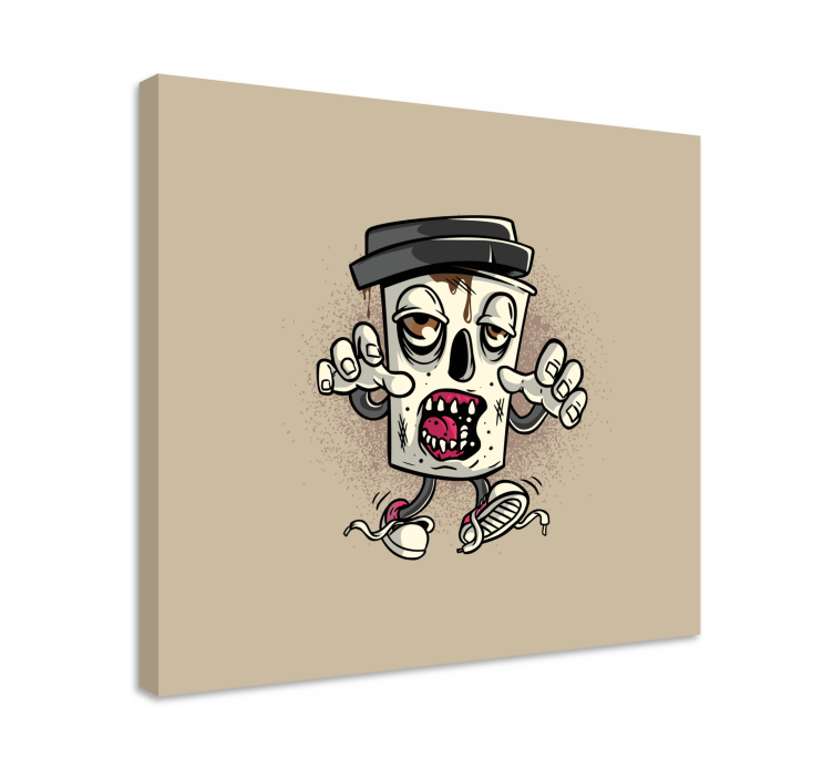 Video game canvas wall art zombie trash can - TenStickers