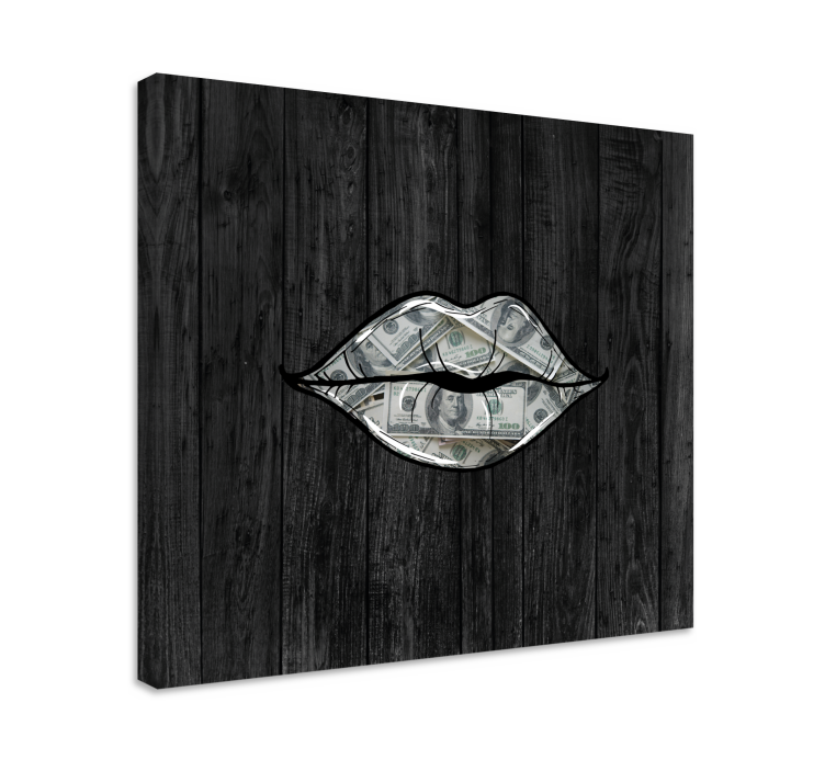 Ornamental canvas print lips with cash - TenStickers