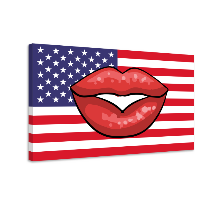 American flag and lips pop art modern canvas - TenStickers