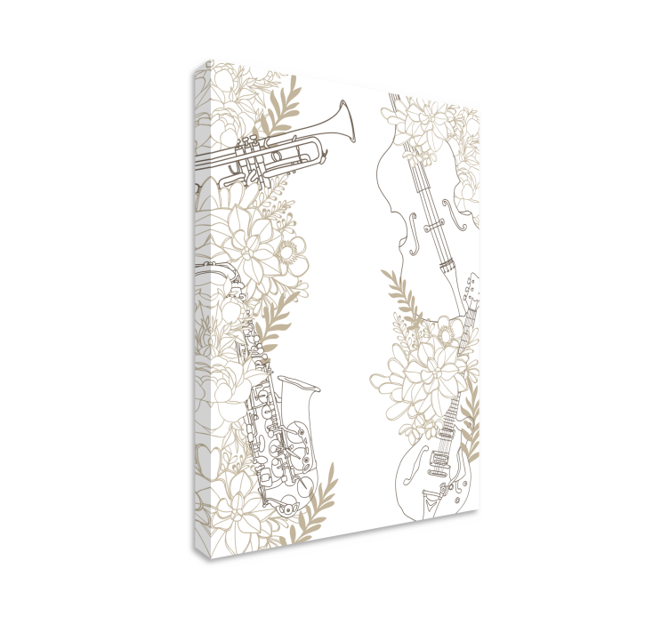 Music canvas art musical instruments in bloom - TenStickers