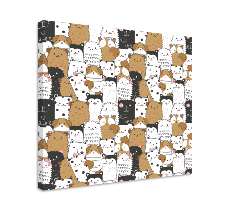 Cute animal faces animal canvas wall art - TenStickers
