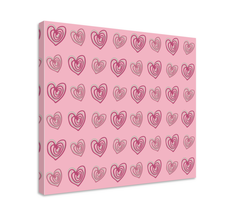Doodle hearts pink pattern canvas - TenStickers