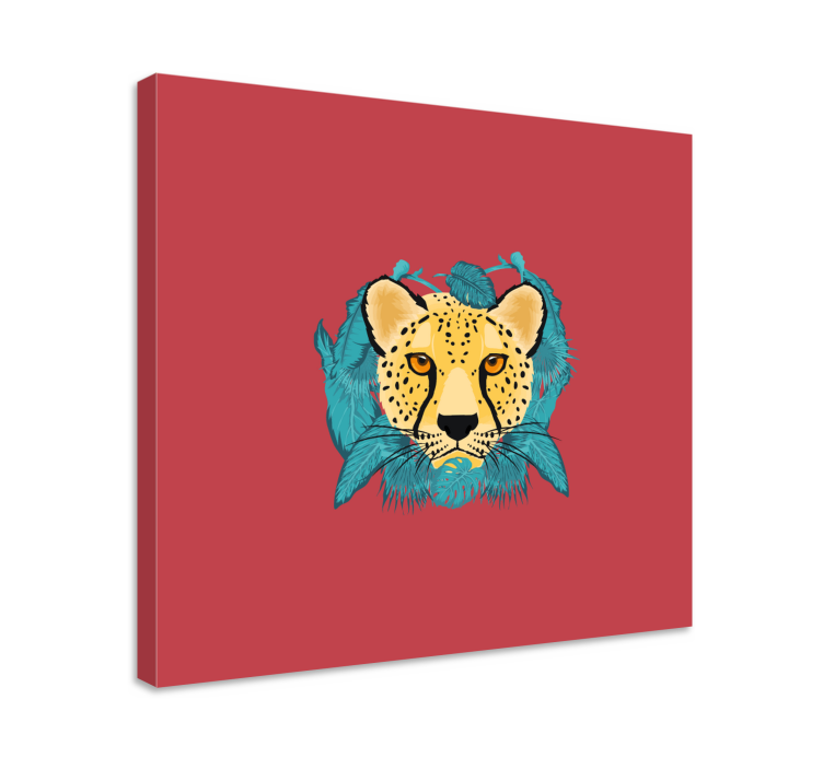 Animal canvas wall art cheetah with foliage - TenStickers