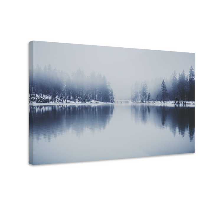 Misty forest reflection landscape canvas - TenStickers