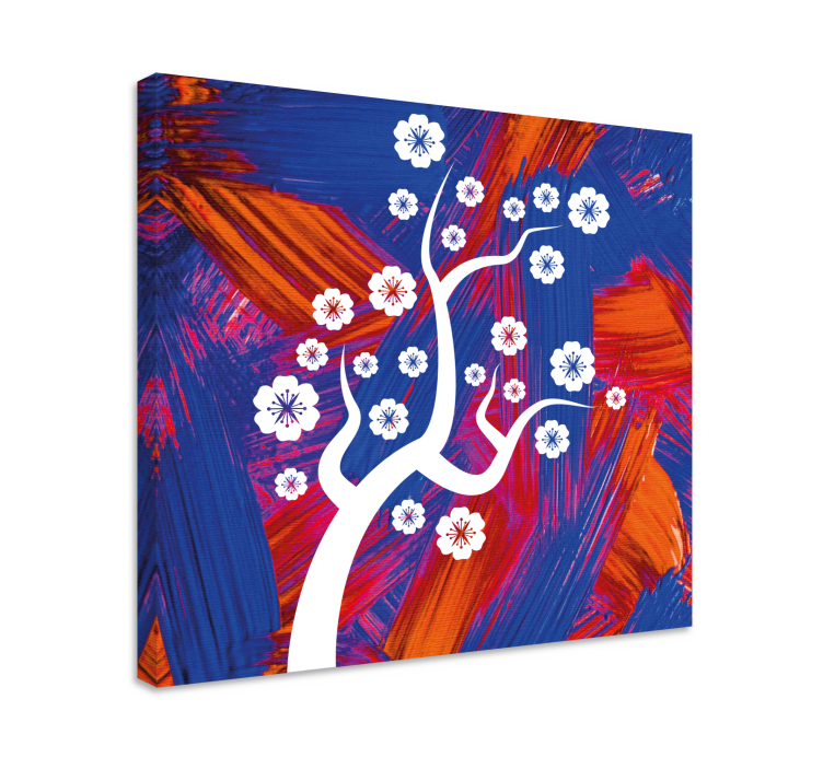 Flowers canvas white blossom tree artwork - TenStickers