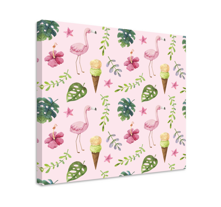 Mosaic photo canvas flamingos and ice cream - TenStickers