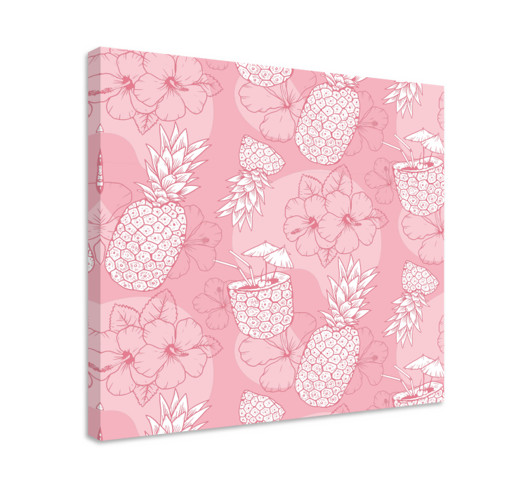 Flowers canvas pineapple hibiscus design - TenStickers