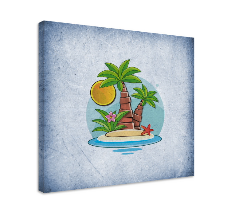 Tropical Island Scene Flowers  canvas - TenStickers
