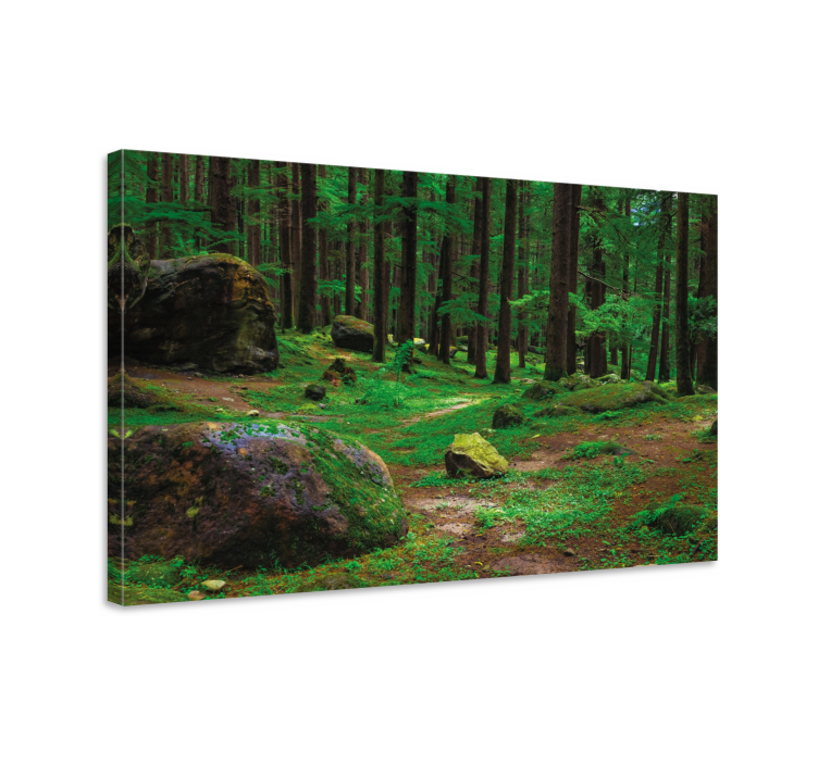Lush Forest Path tree canvas wall art - TenStickers