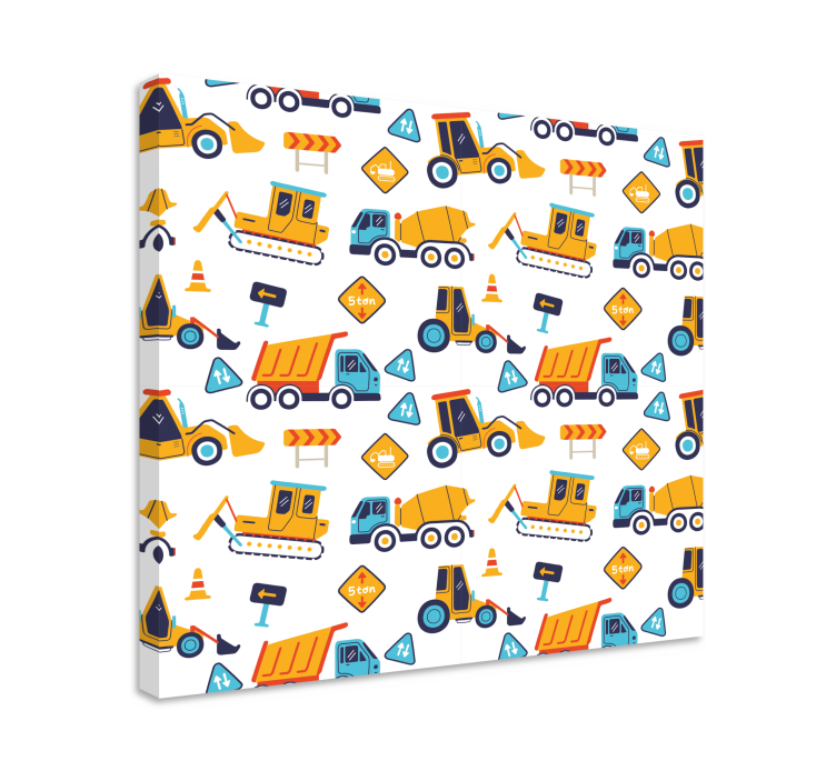 Construction Vehicle Fun nursery canvas - TenStickers