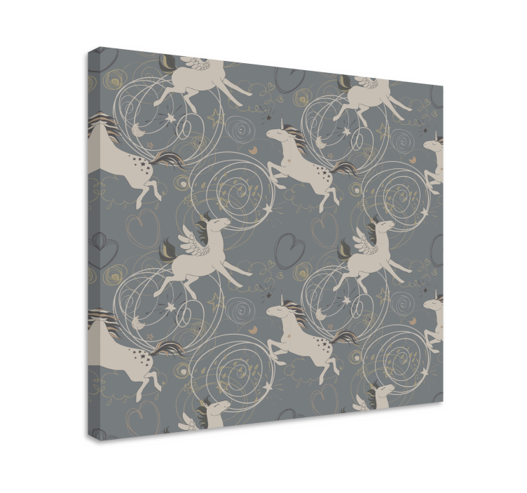 Pegasus unicorns dark background nursery canvas - TenStickers