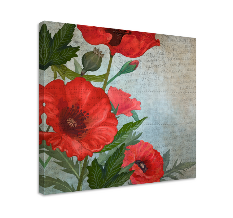 Lush red poppies flowers canvas - TenStickers