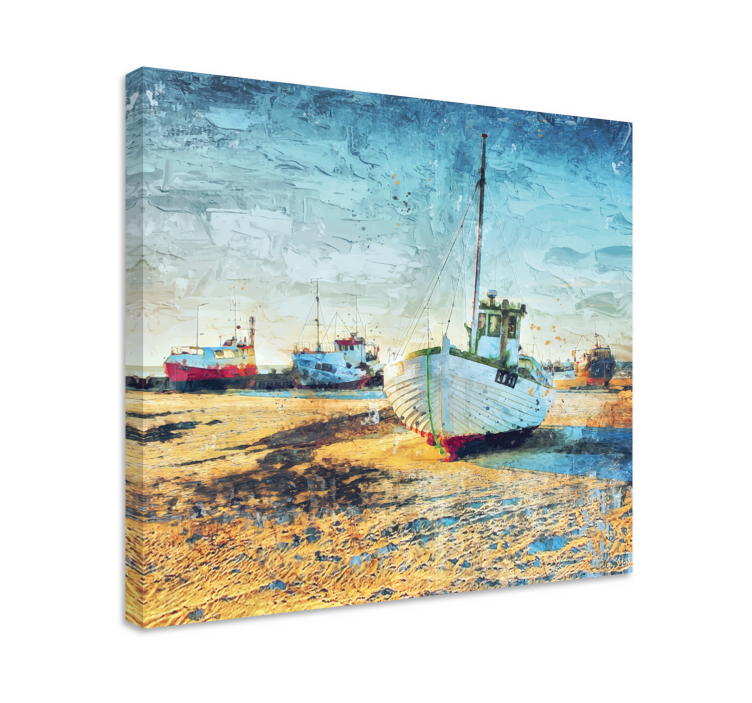 Landscape canvas fishing boats at the dock - TenStickers