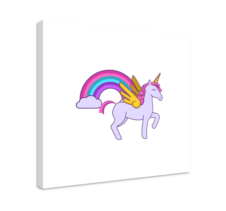 Pink pastel unicorns with wings nursery canvas - TenStickers