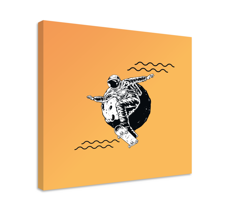 Video game canvas wall art cosmonaut skateboarding - TenStickers