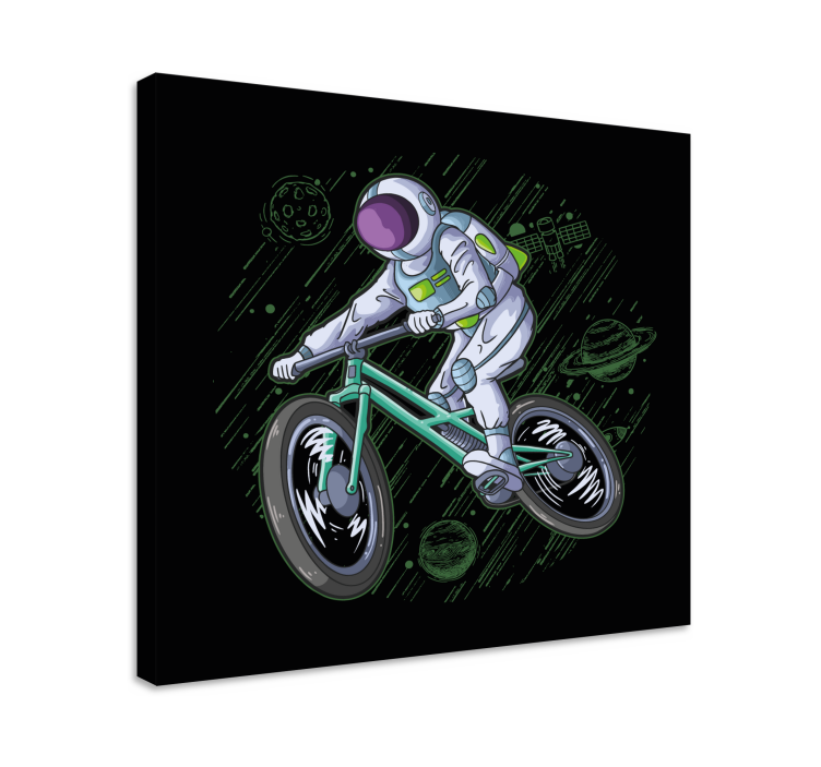 Video game canvas wall art astronaut on bicycle - TenStickers