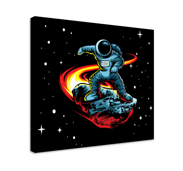 Video game canvas wall art astronaut surfing asteroid - TenStickers