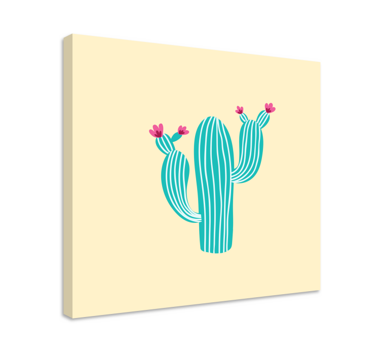 Flowers canvas cactus with blooms - TenStickers