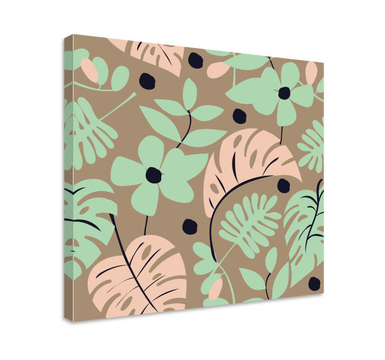 Pastel a flowers and leaves flower canvas - TenStickers