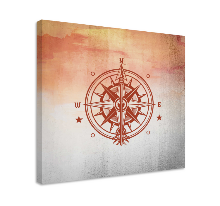 World map wall art compass rose design - TenStickers