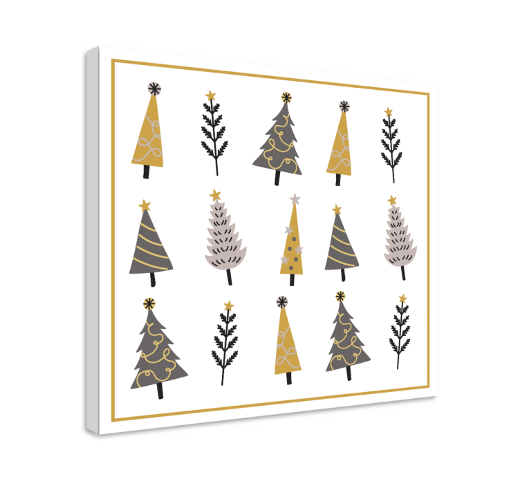 Flowers canvas with decorative christmas trees - TenStickers
