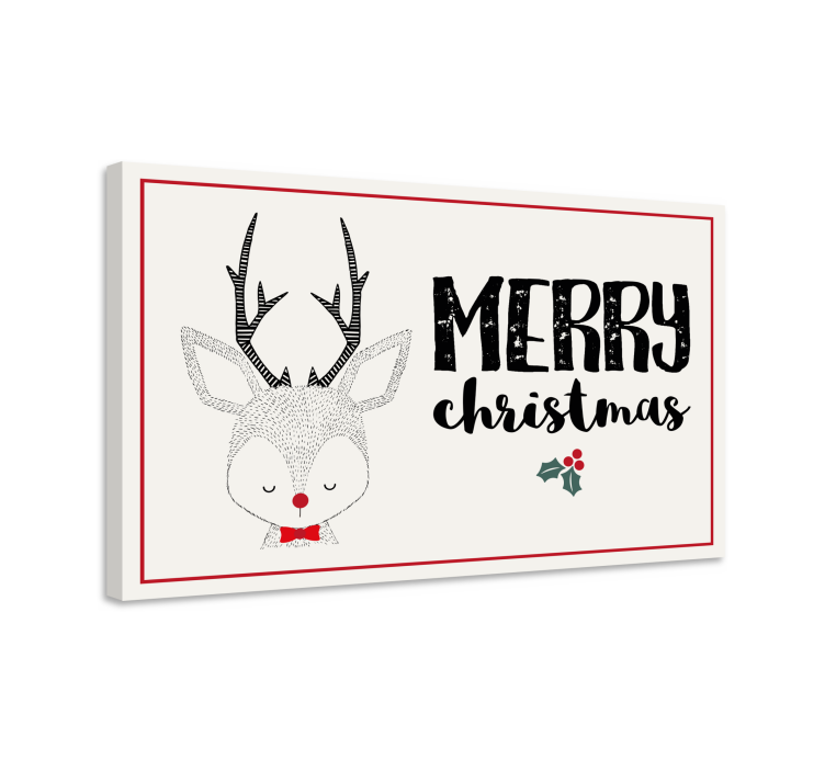 Stag canvas merry christmas reindeer art print - TenStickers