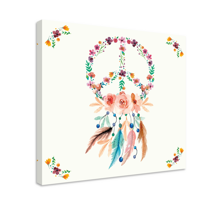 Flowers canvas floral peace emblem - TenStickers