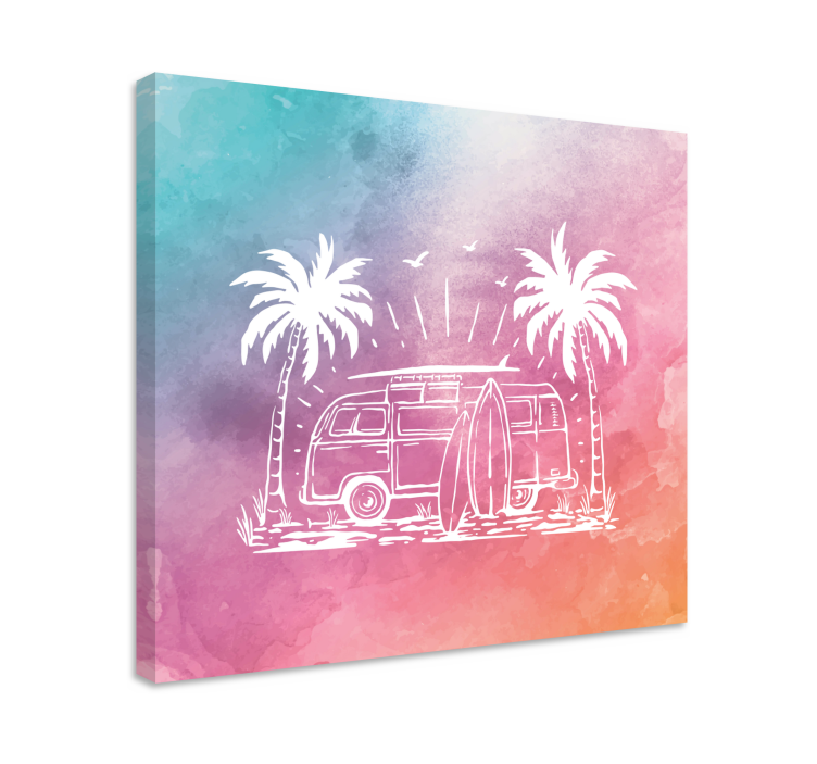 Cityscape wall art retro surf van print - TenStickers