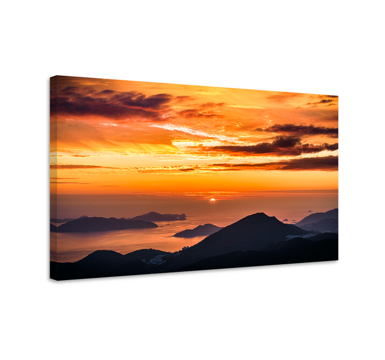 Landscape canvas stunning sunset over mountains - TenStickers