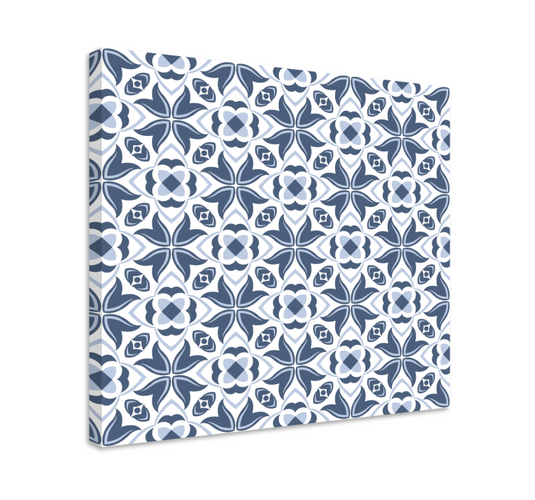 Gray pattern"Hampton Style" flower canvas print - TenStickers