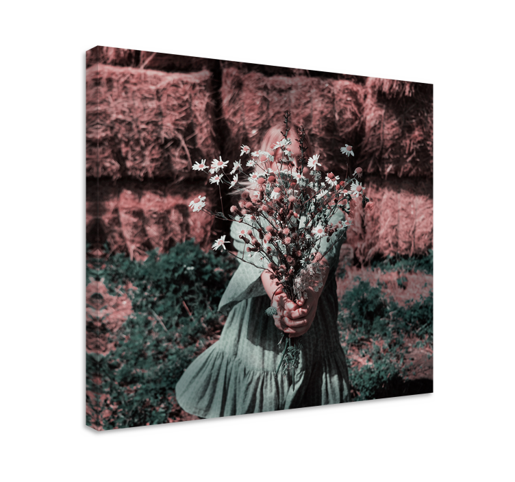Flowers canvas girl with flowers - TenStickers