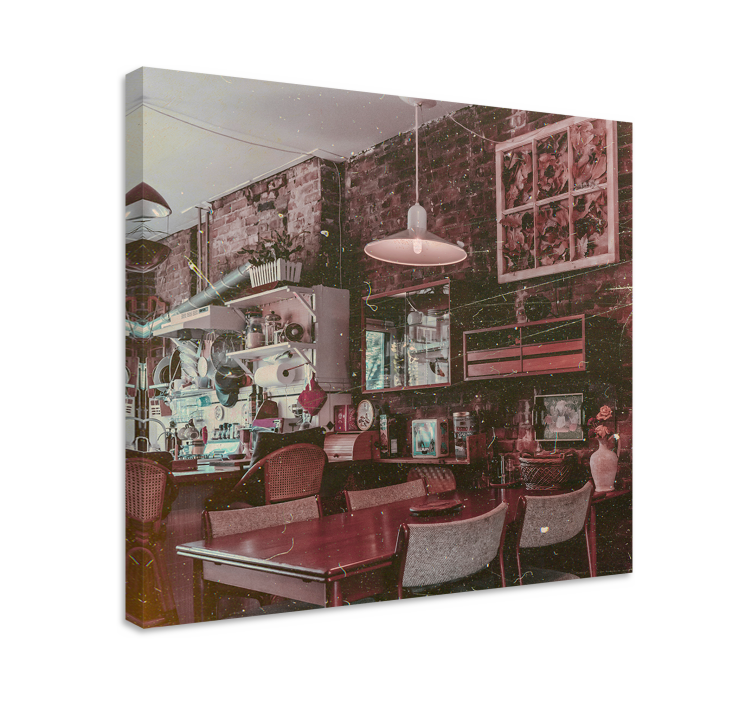 Cityscape wall art vintage café scene - TenStickers