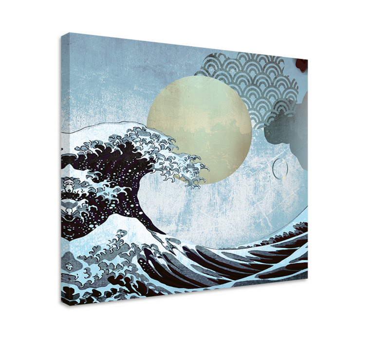 Landscape canvas waves and moon art print - TenStickers