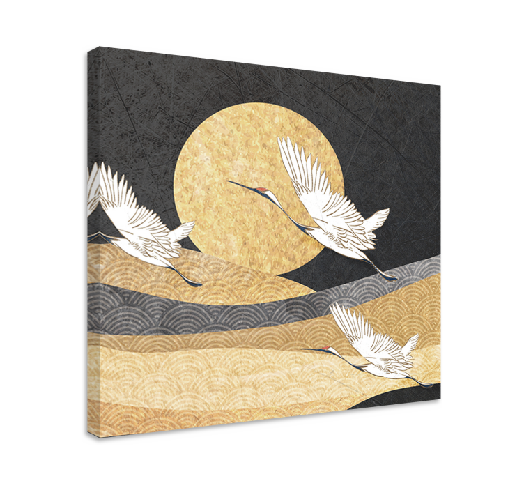 Oriental birds flying abstract canvas - TenStickers