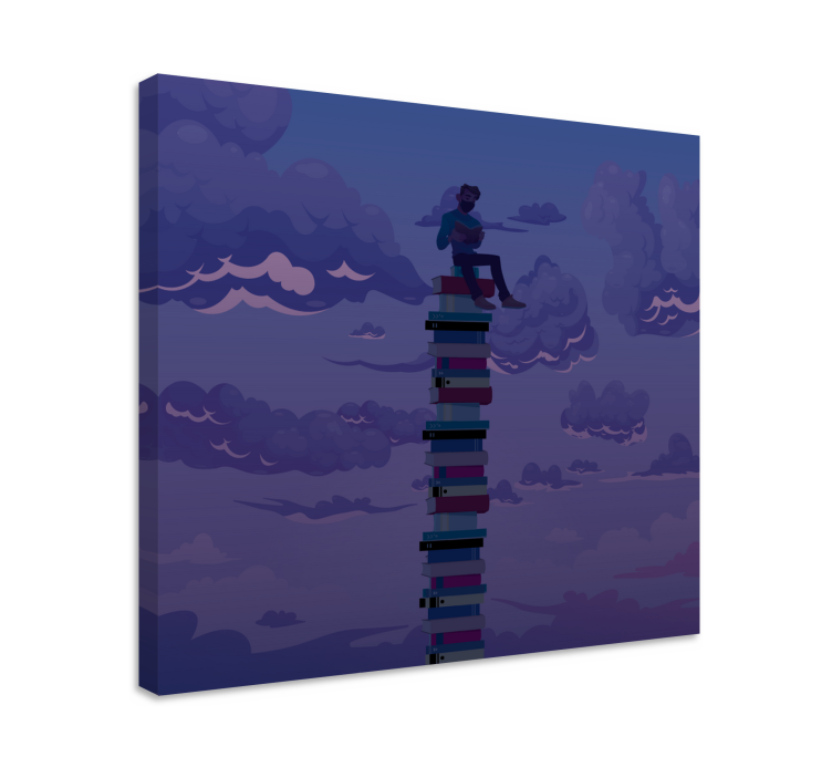 Retro canvas stacked books in the sky - TenStickers