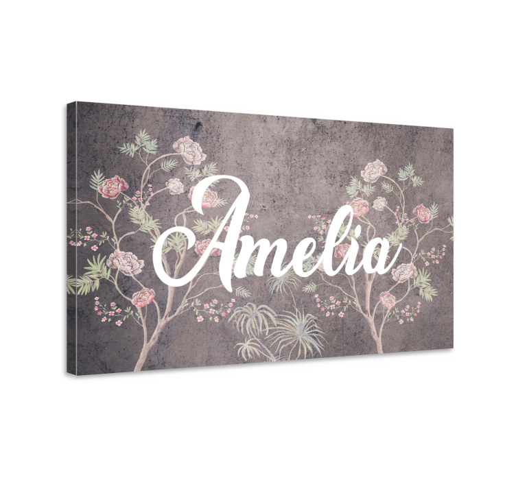 Floral design with name flower canvas - TenStickers