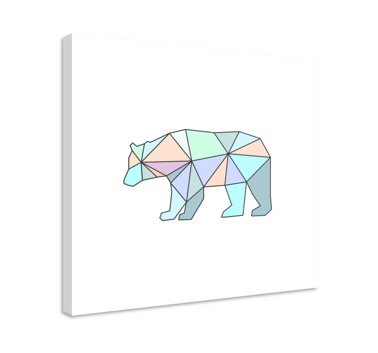 Animal canvas wall art geometric bear design - TenStickers