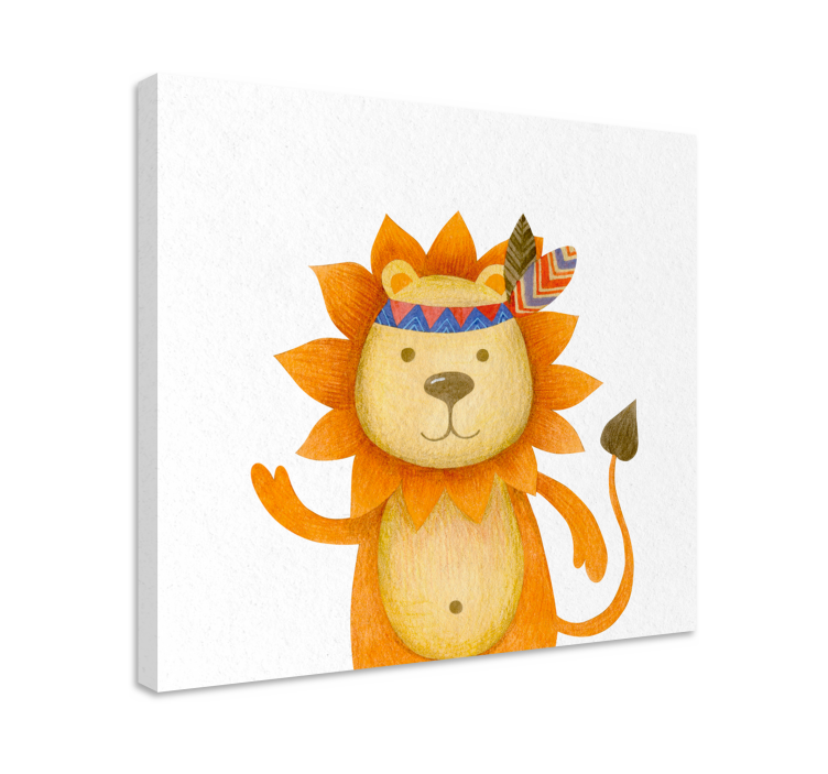 Animal canvas wall art friendly lion design - TenStickers