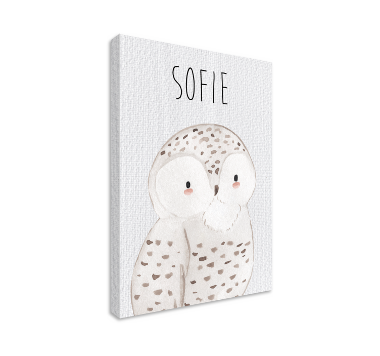 Owl portrait with name childrens wall art canvas - TenStickers