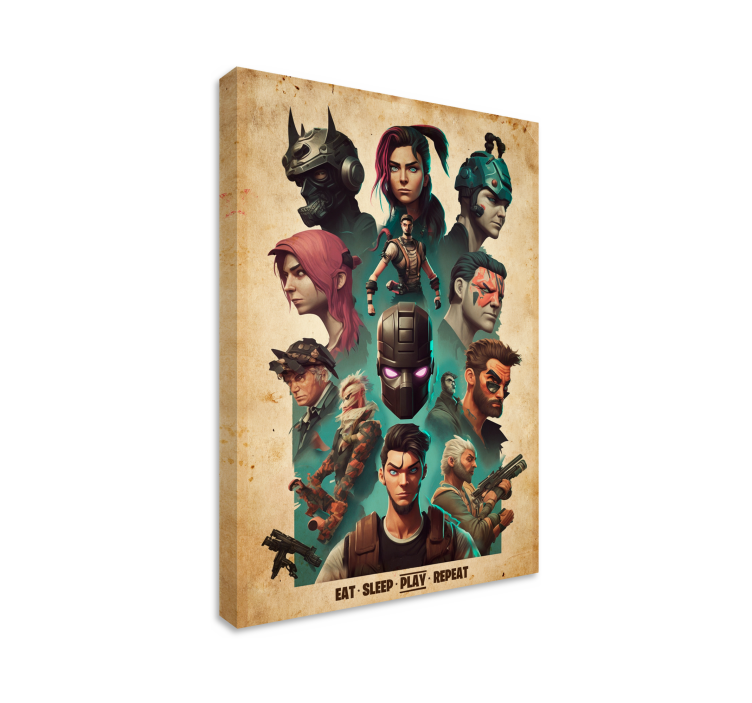 collage of epic characters video game canvas wall art - TenStickers