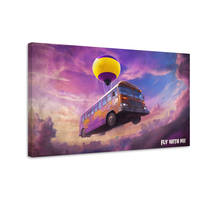 flying bus scene video game canvas wall art - TenStickers