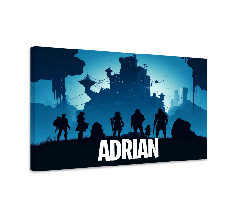 Blue epic castle video game canvas wall art - TenStickers
