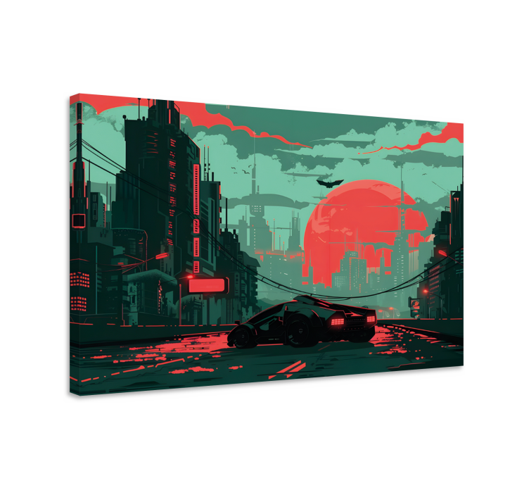 cyber city video game canvas wall art - TenStickers