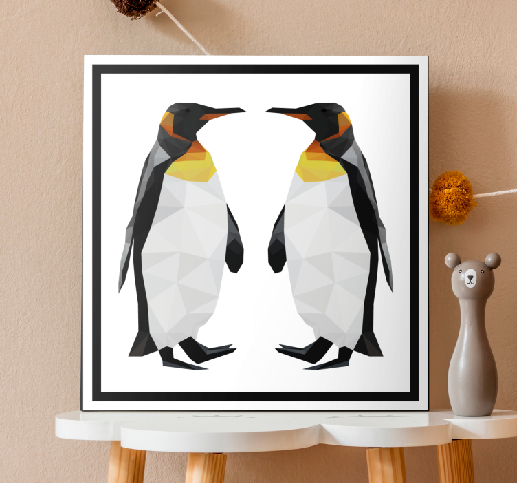 3d pictures wall art two geometric penguins - TenStickers