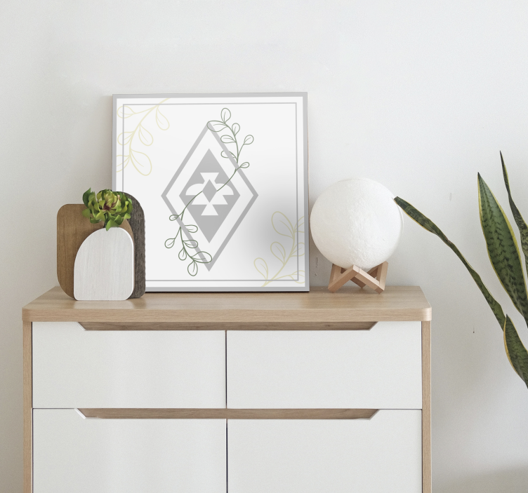 Geometric leaf pattern living room wall art - TenStickers