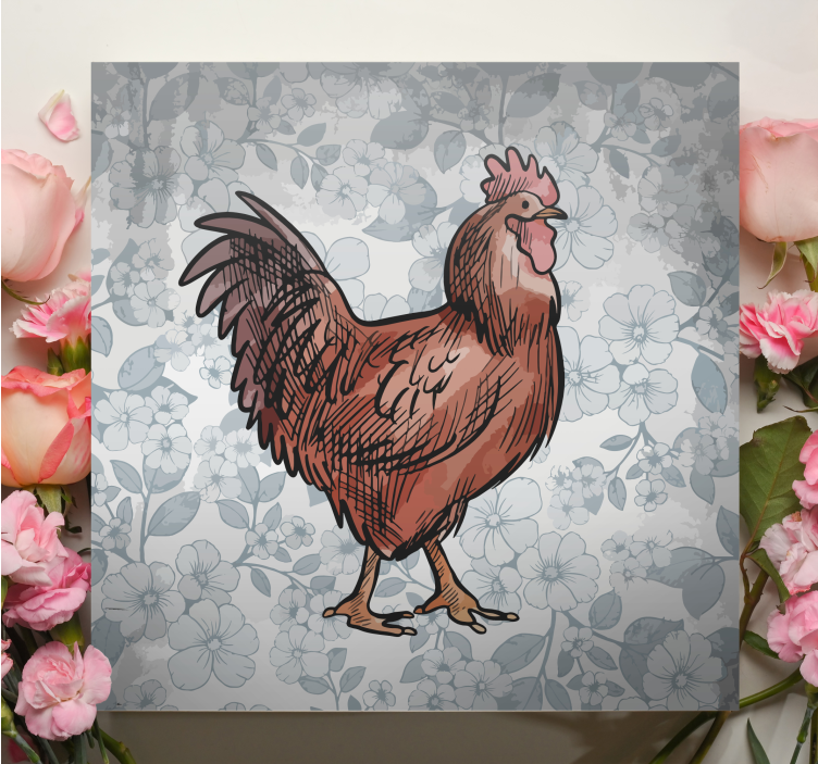 Animal canvas wall art charming chicken design - TenStickers