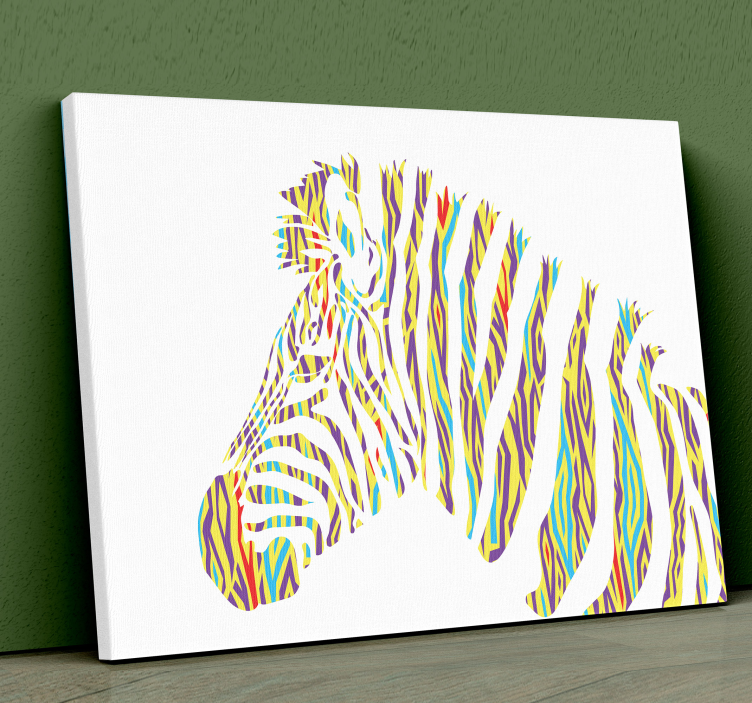 Animal canvas wall art colorful zebra head - TenStickers